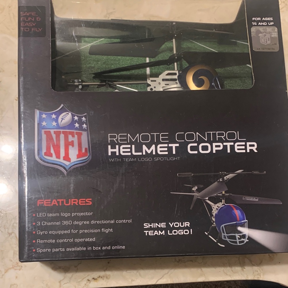 NFL Remote Control Helmet Copter with LED Spotlight